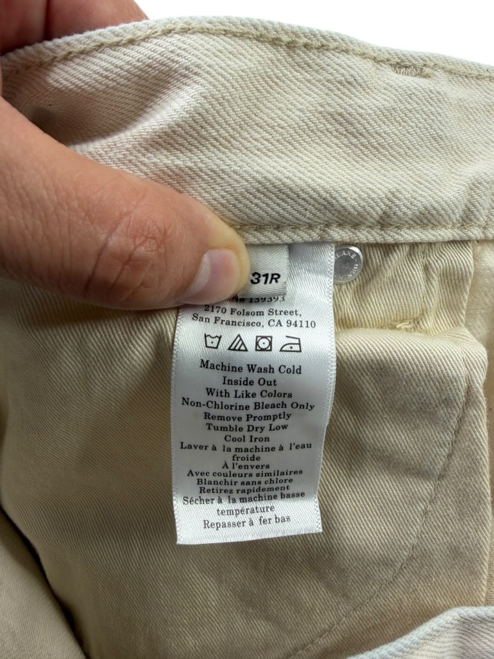 Everlane The OG Baggy Jean Shorts Frayed Hem Bone Sz 31R - Picture 8 of 12